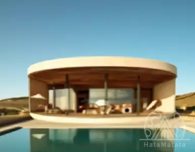 A round villa for $9.3 million on a Greek island, built into the mountainside.