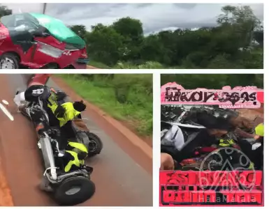 Collision of a truck and a red traffic light, a woman is selling a popular smartphone for a low price.