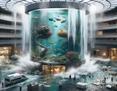 Huge Berlin hotel aquarium has glass wall smashed; 2 people injured, 1,500 fish killed.