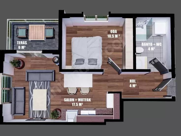 Economy class apartments (1+1) in Bodrum. Mugla province.