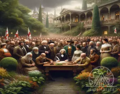 Descendants of Georgia's first government signed a historic document on the estate of Levili.