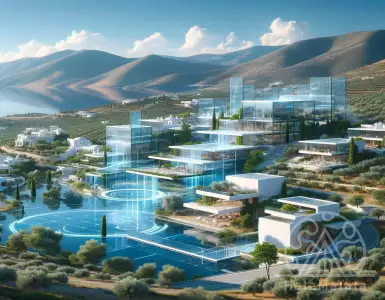 A virtual cave house blends with the organic landscape of Milo in Greece.