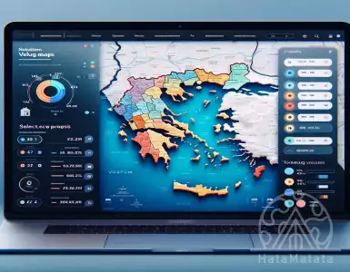 An interactive digital real estate price map displays the value of real estate in Greece.
