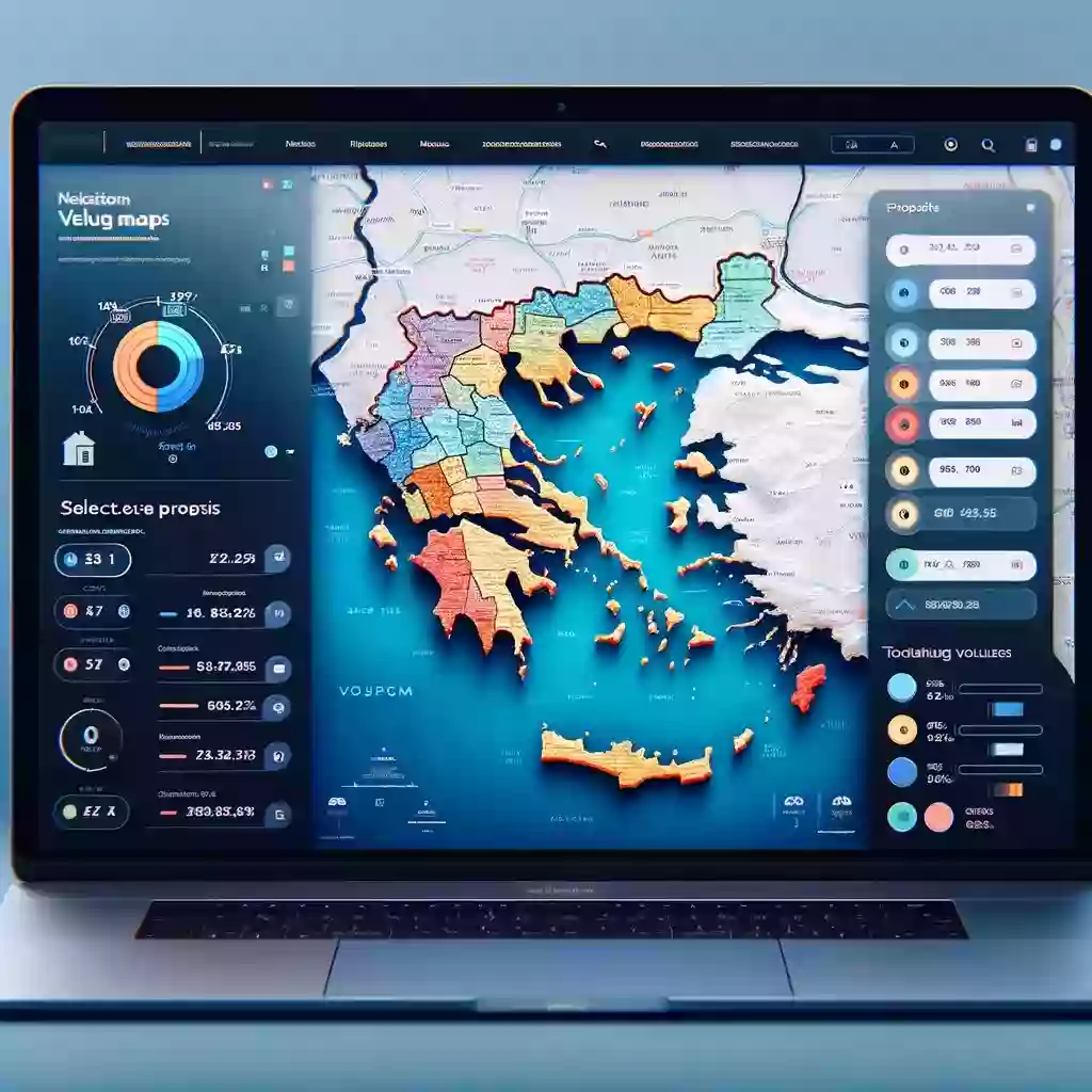 Интерактивная цифровая карта цен на недвижимость отображает стоимость недвижимости в Греции.