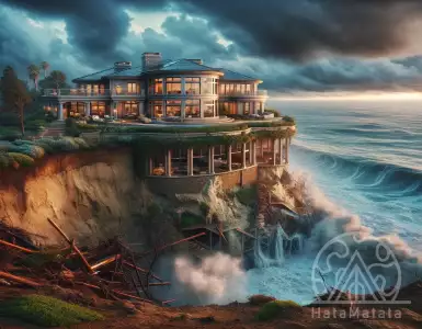A California mansion on the edge of a cliff after the Dana Point landslide: photos.