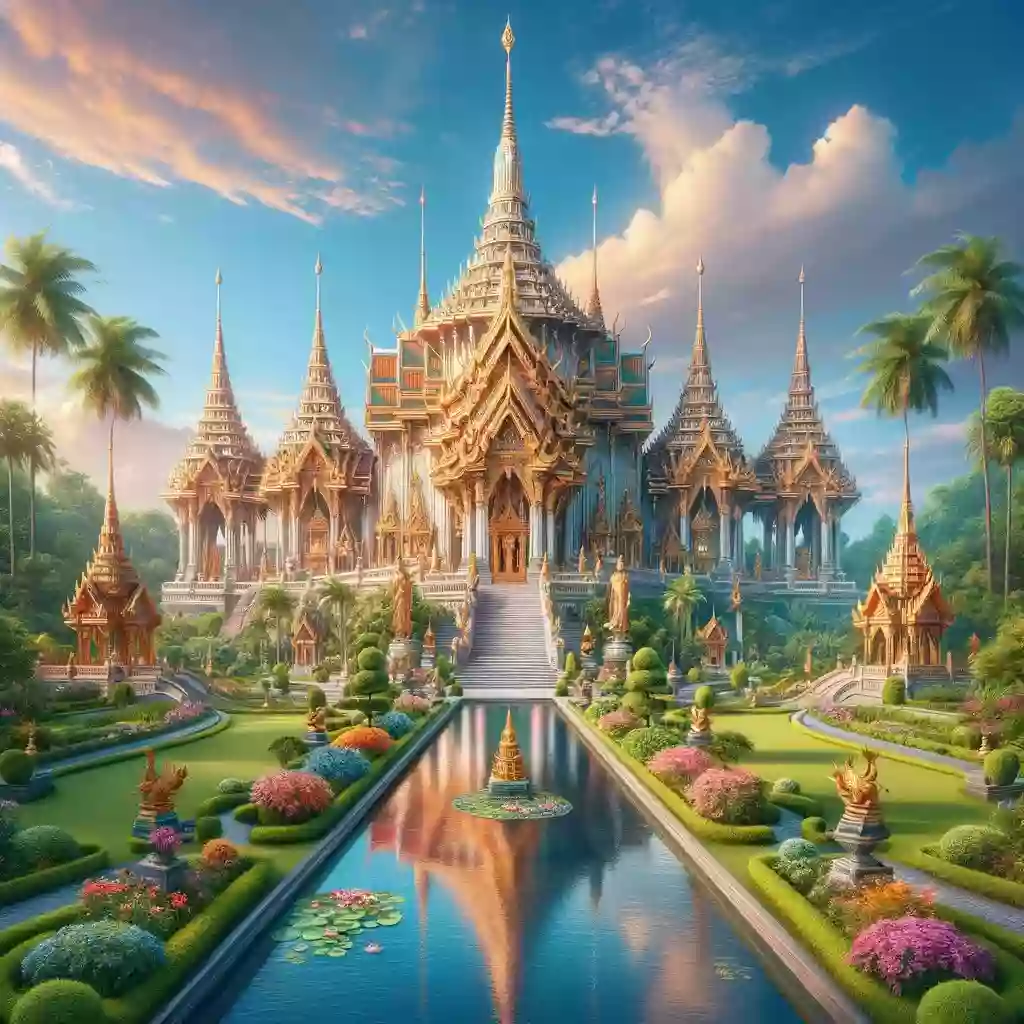 Интерьер и экстерьер храма в Бангкоке, Таиланд. Фотографии