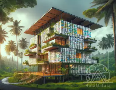 A house partially built from recycled diapers.