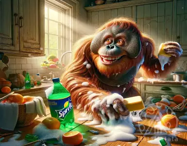 Tourists catch an orangutan washing its hands and drinking Sprite in its Indonesian home.