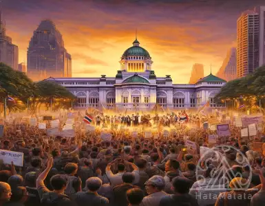 Banned gatherings due to P-Move protest outside a government building.