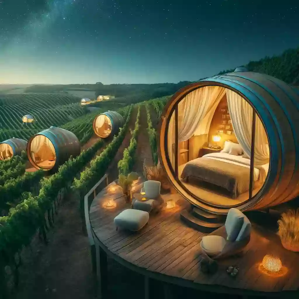 Поспите в гигантской винной бочке в поместье Quinta da Pacheca в Португалии.