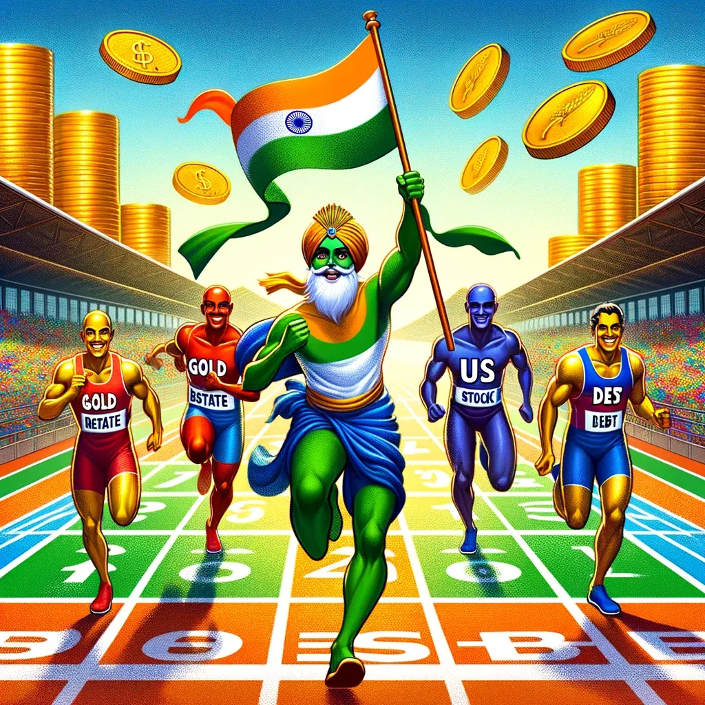 Increasing investments of 100,000 rupees in stocks, gold, real estate, and US stocks over a period of 20 years.