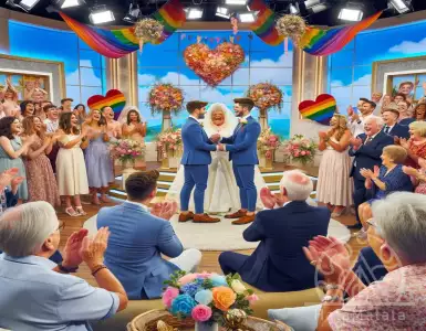 Lorraine Kelly leaves viewers in tears after a gay couple's wedding live on air.