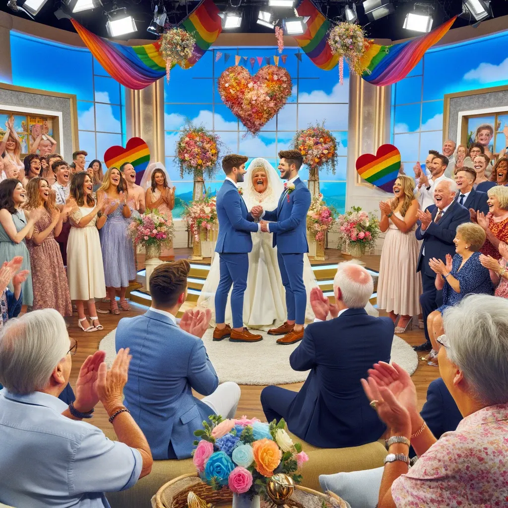 Lorraine Kelly leaves viewers in tears after a gay couple's wedding live on air.