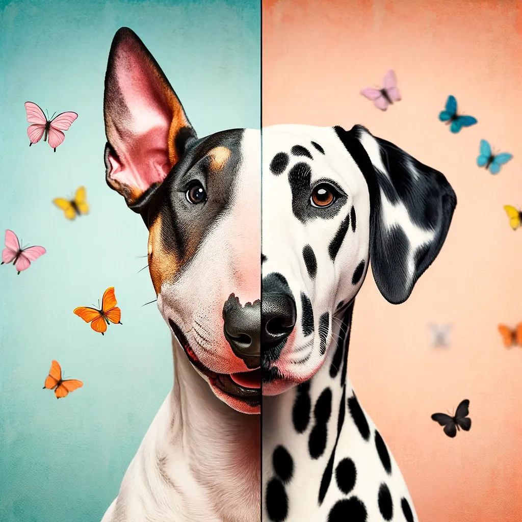 The English Bull Terrier is turning into a Dalmatian with a few minor changes.