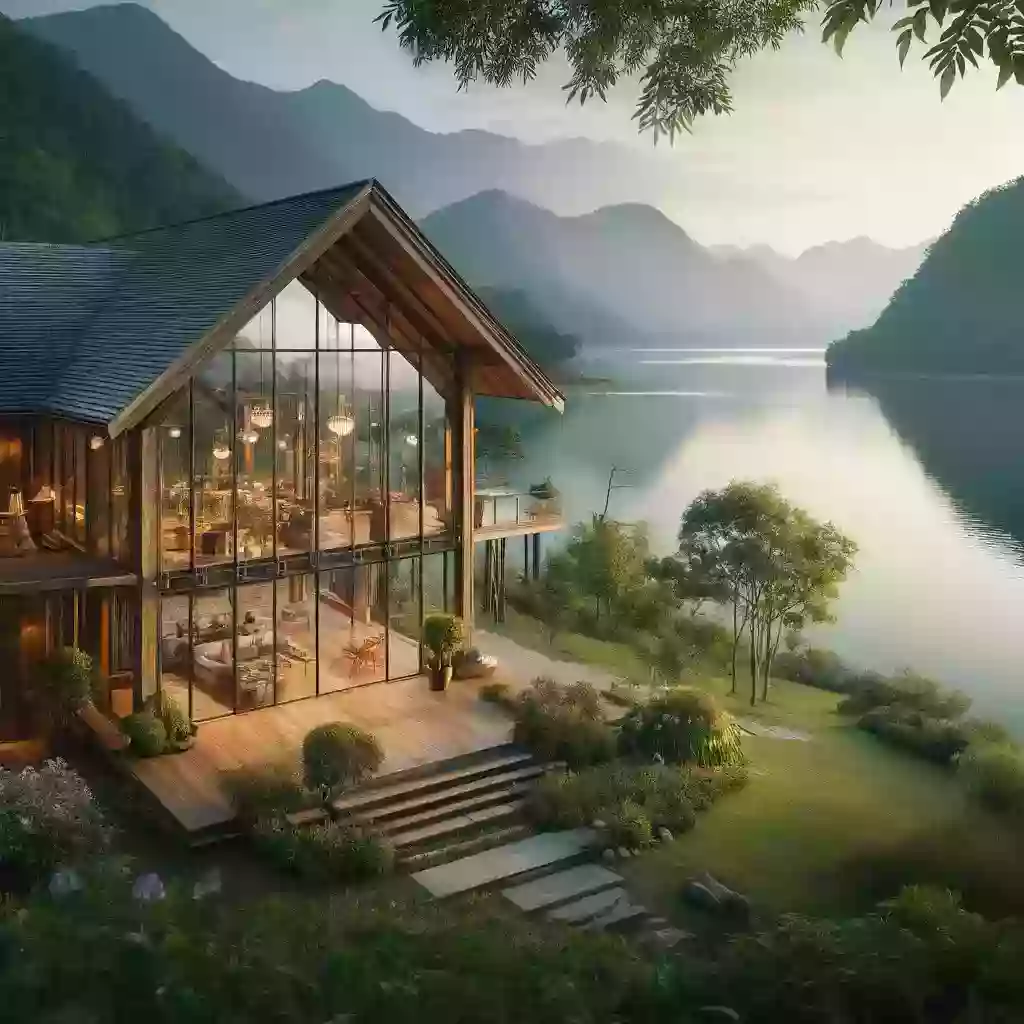 A family house in Indonesia with a wave-like shape, adapted according to feng shui for optimal living.