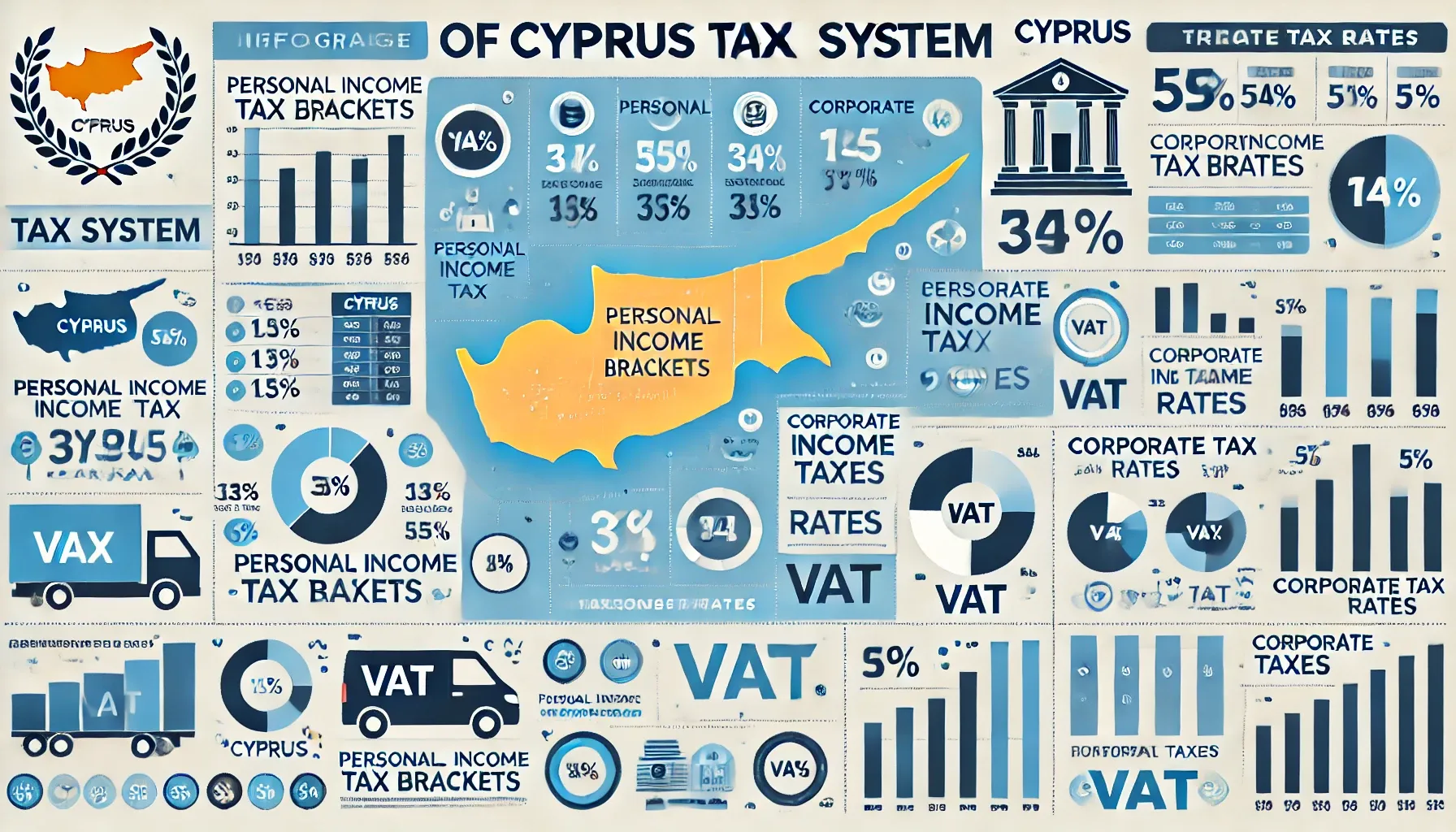 What taxes do legal entities and property owners pay in Cyprus?