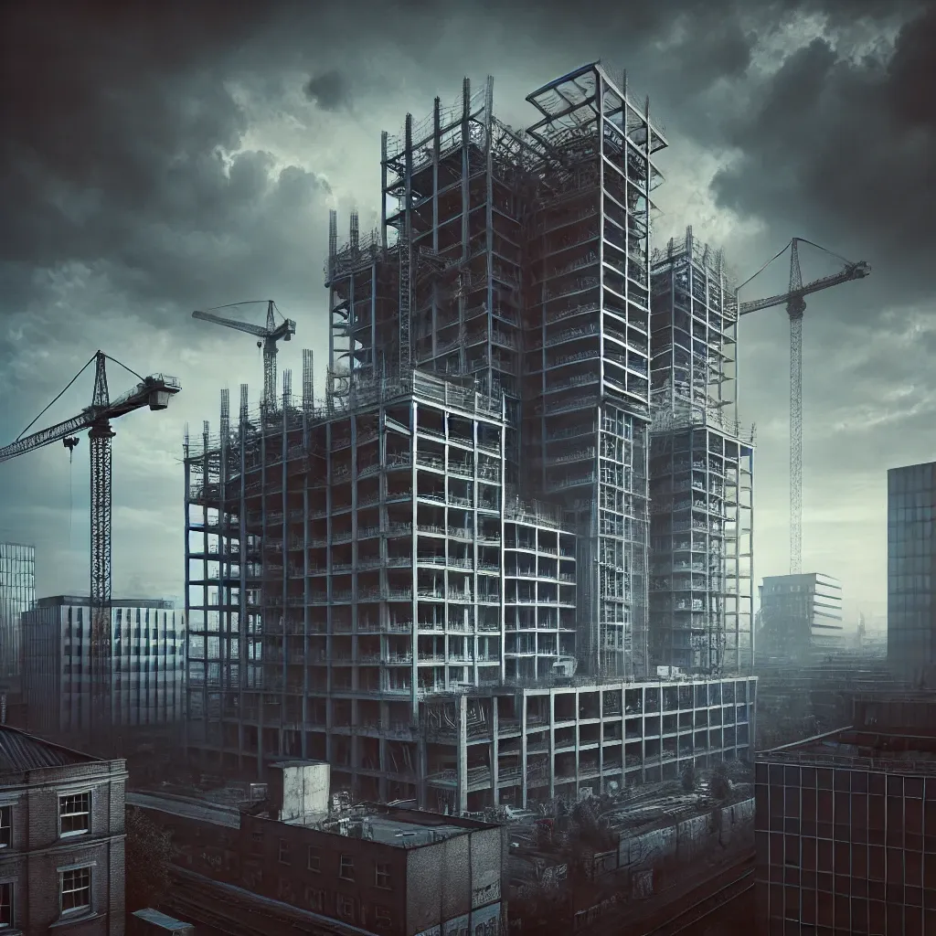 How did the economic crisis hinder the completion of the Intempo skyscraper?