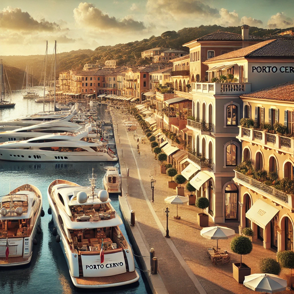 How did the expensive resort of Porto Cervo in Italy emerge from a bay in just 60 years?
