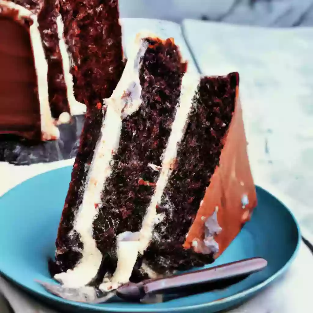 Recipe for chocolate cake with huckleberries by Mandy Merriman