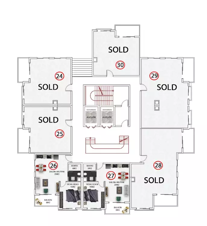 Flat 59m² in Turkey, Avsallar. Priced at 129000€ rent photo-11