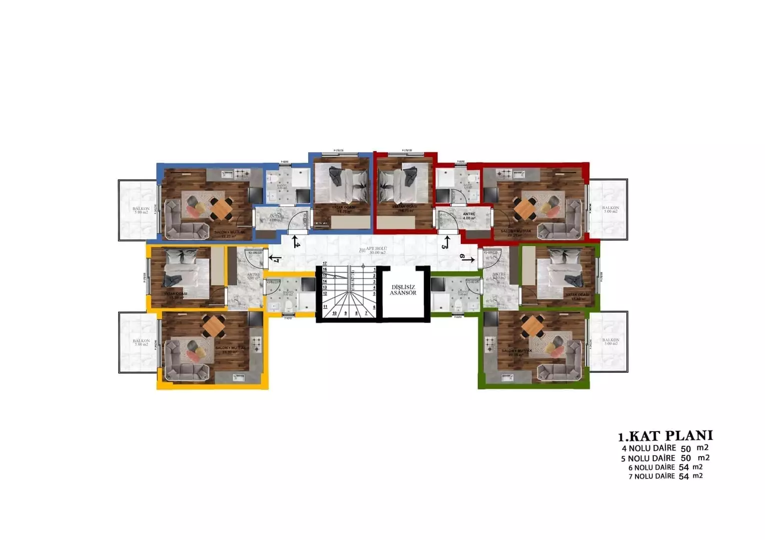 Flat 55m² in Turkey, Gazipasа. Priced at 99000€ rent photo-14