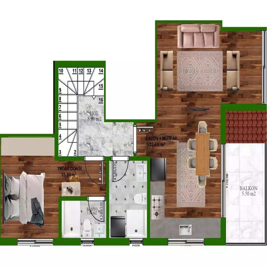 Flat 55m² in Turkey, Gazipasа. Priced at 99000€ rent photo-16