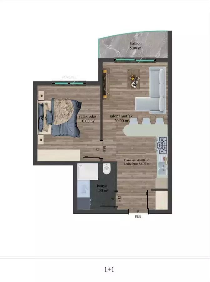 Flat 52m² in Turkey, Kargicak. Priced at 119500€ rent photo-18