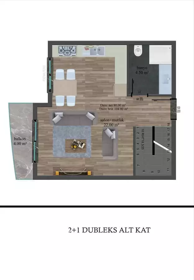 Flat 52m² in Turkey, Kargicak. Priced at 119500€ rent photo-19