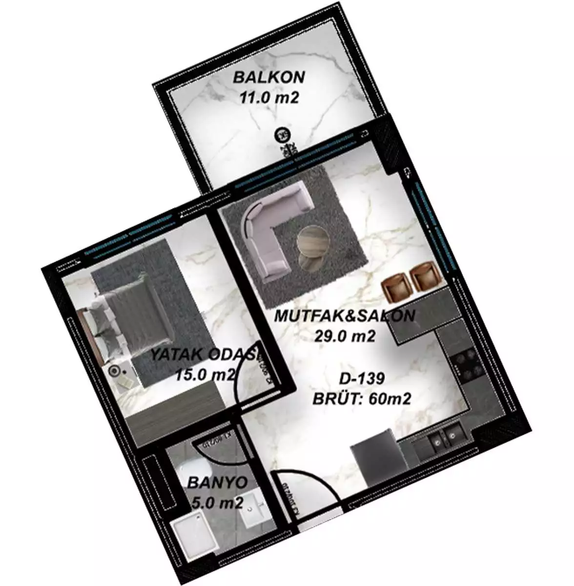 Flat 60m² in Turkey, Gazipasа. Priced at 137000€ rent photo-10