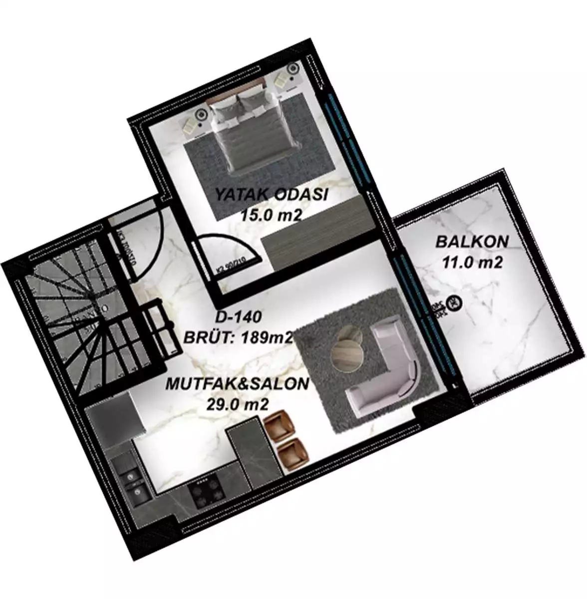 Flat 60m² in Turkey, Gazipasа. Priced at 137000€ rent photo-13
