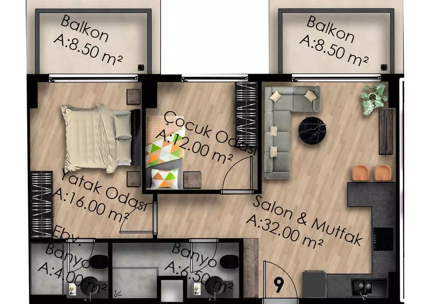 Flat 60m² in Turkey, Gazipasа. Priced at 133000€ rent photo-3