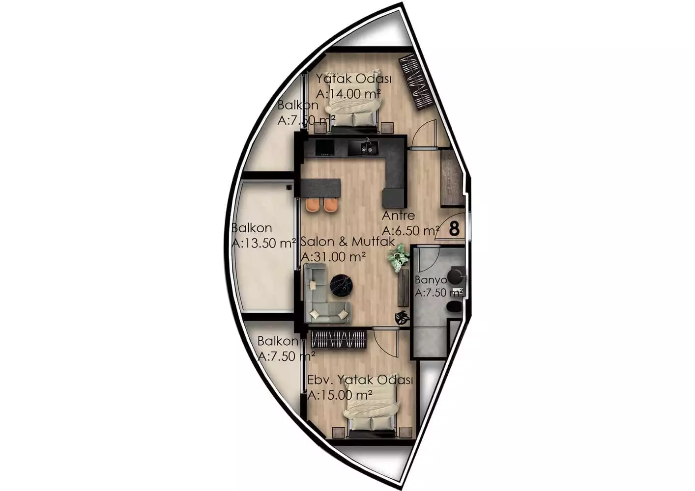Flat 60m² in Turkey, Gazipasа. Priced at 133000€ rent photo-4