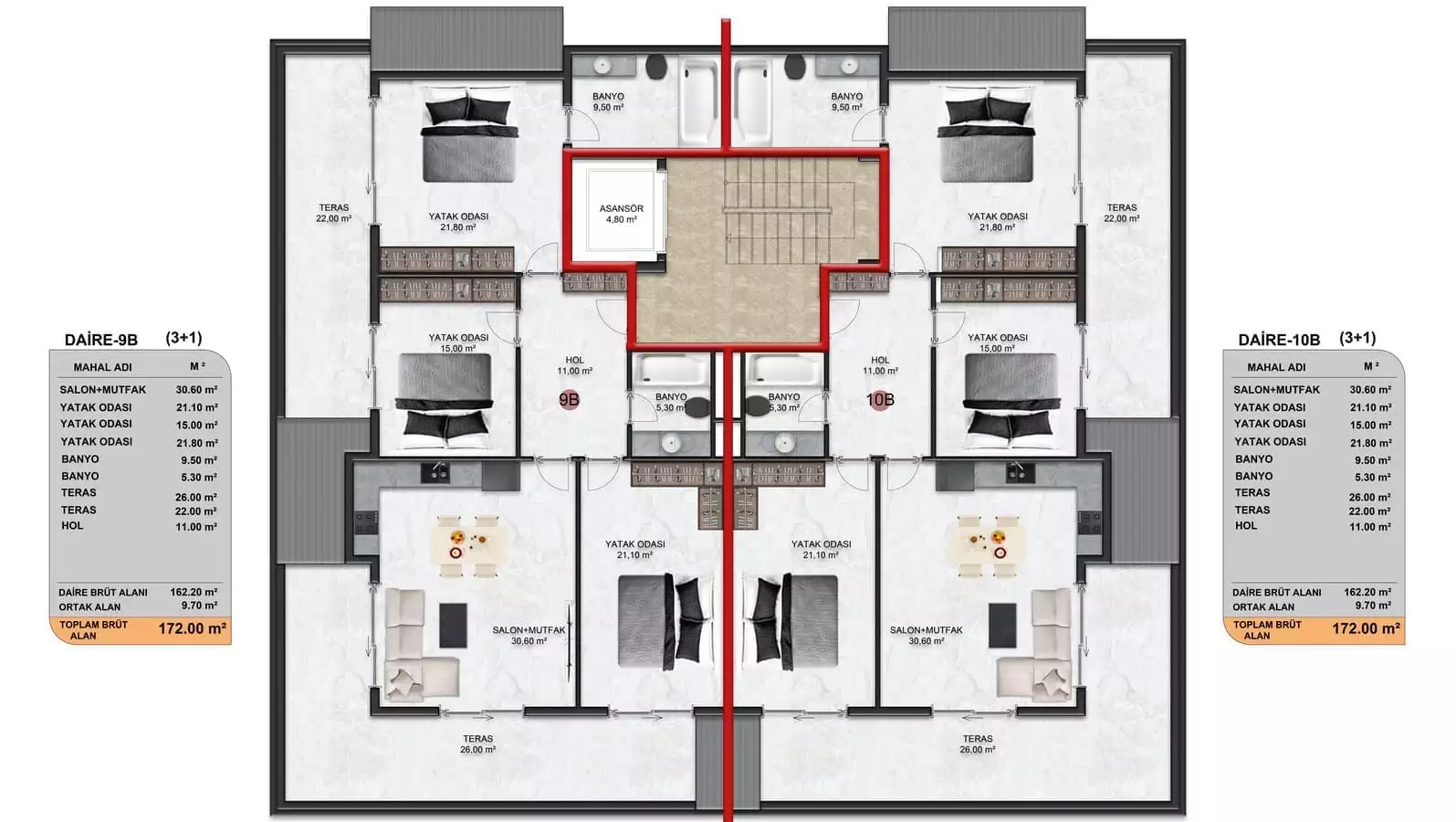Flat 150m² in Turkey, Oba. Priced at 330000€ rent photo-24