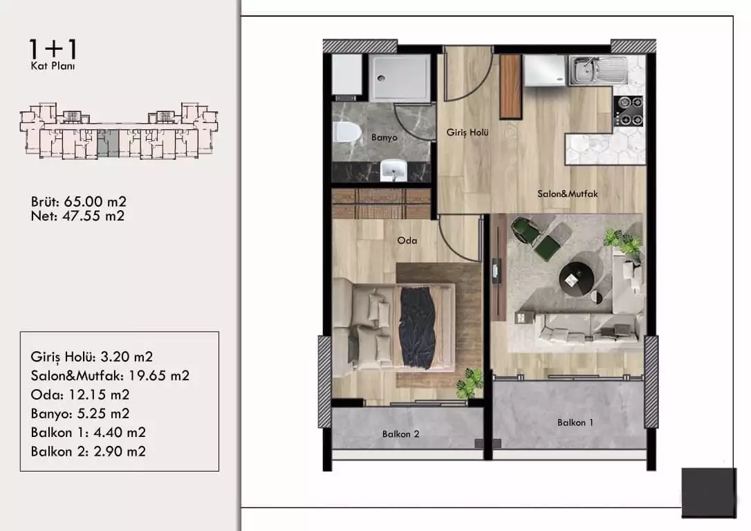Flat 47m² in Turkey, Mersin. Priced at 61000€ rent photo-23