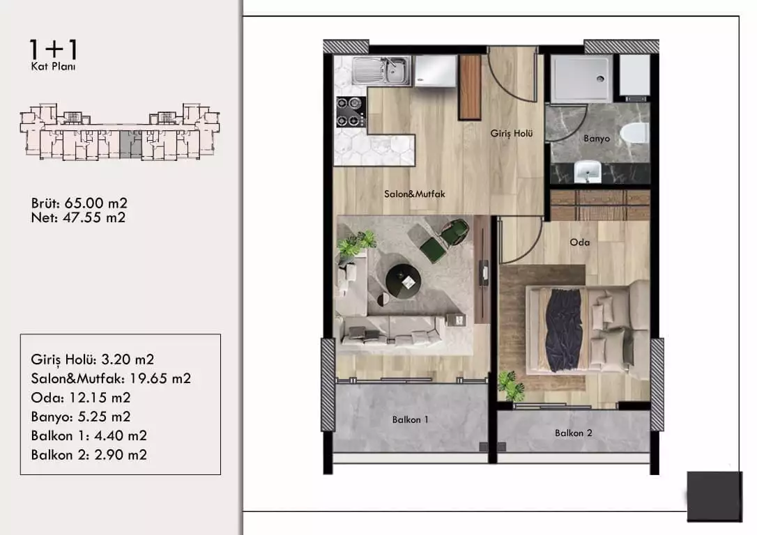 Flat 47m² in Turkey, Mersin. Priced at 61000€ rent photo-24