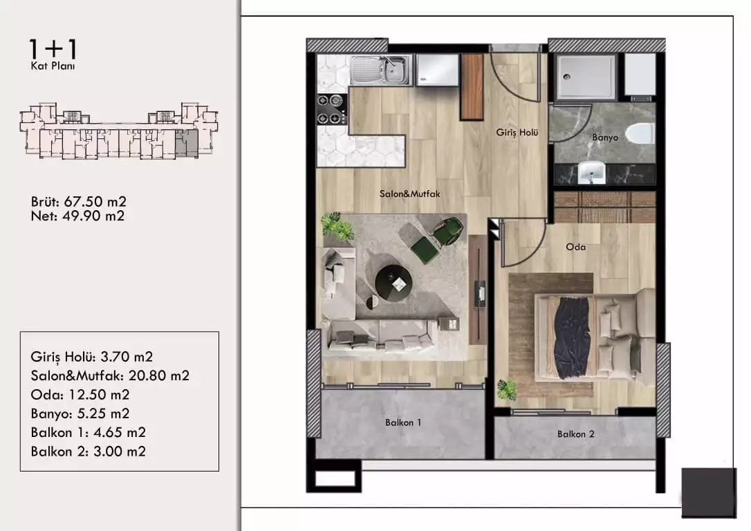 Flat 47m² in Turkey, Mersin. Priced at 61000€ rent photo-25