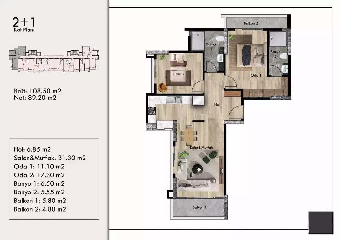 Flat 47m² in Turkey, Mersin. Priced at 61000€ rent photo-26