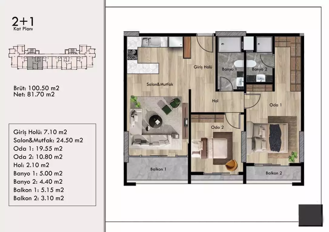 Flat 47m² in Turkey, Mersin. Priced at 61000€ rent photo-27