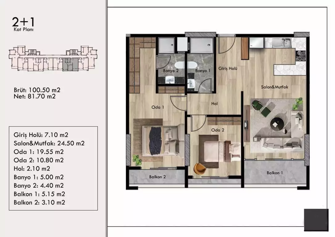 Flat 47m² in Turkey, Mersin. Priced at 61000€ rent photo-28