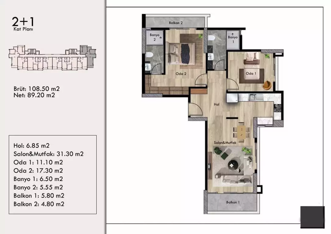 Flat 47m² in Turkey, Mersin. Priced at 61000€ rent photo-29