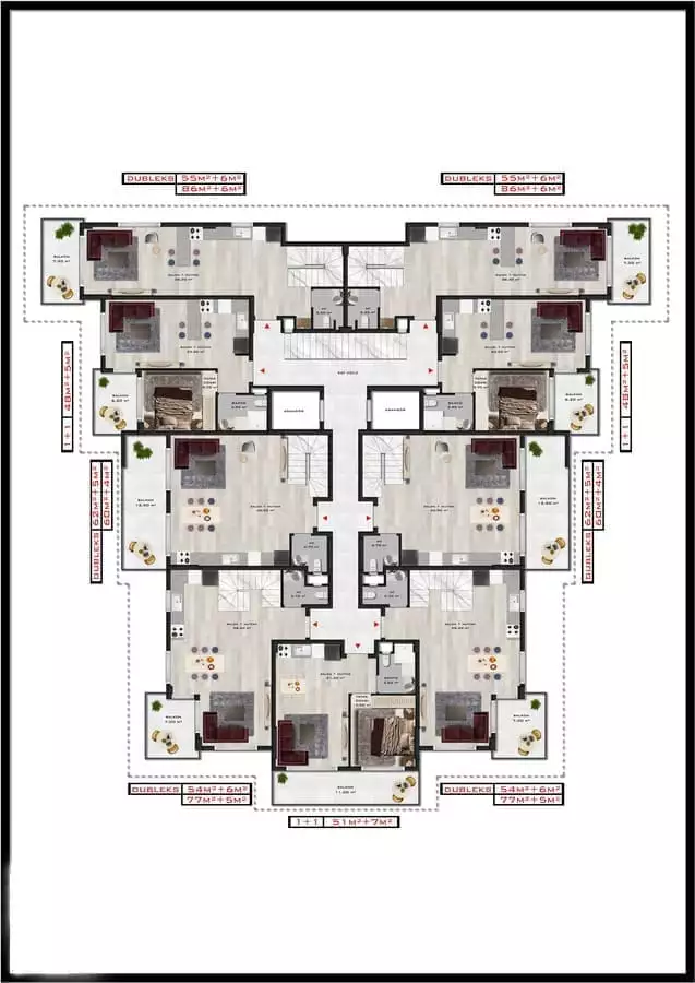 Flat 53m² in Turkey, Kargicak. Priced at 145000€ rent photo-17