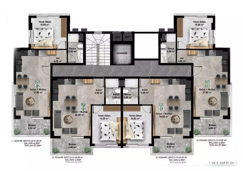 Flat 56m² in Turkey, Alania. Priced at 185000€ rent photo-22
