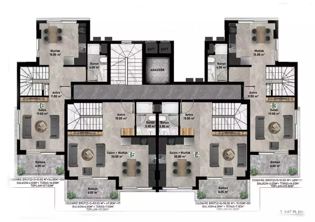 Flat 56m² in Turkey, Alania. Priced at 185000€ rent photo-23