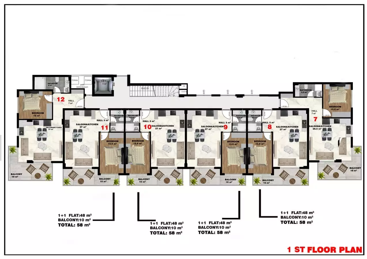 Flat 58m² in Turkey, Kestel. Priced at 159000€ rent photo-11
