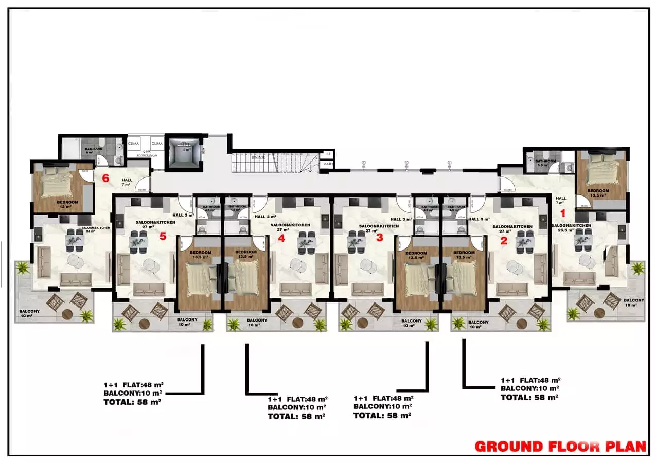 Flat 58m² in Turkey, Kestel. Priced at 159000€ rent photo-12