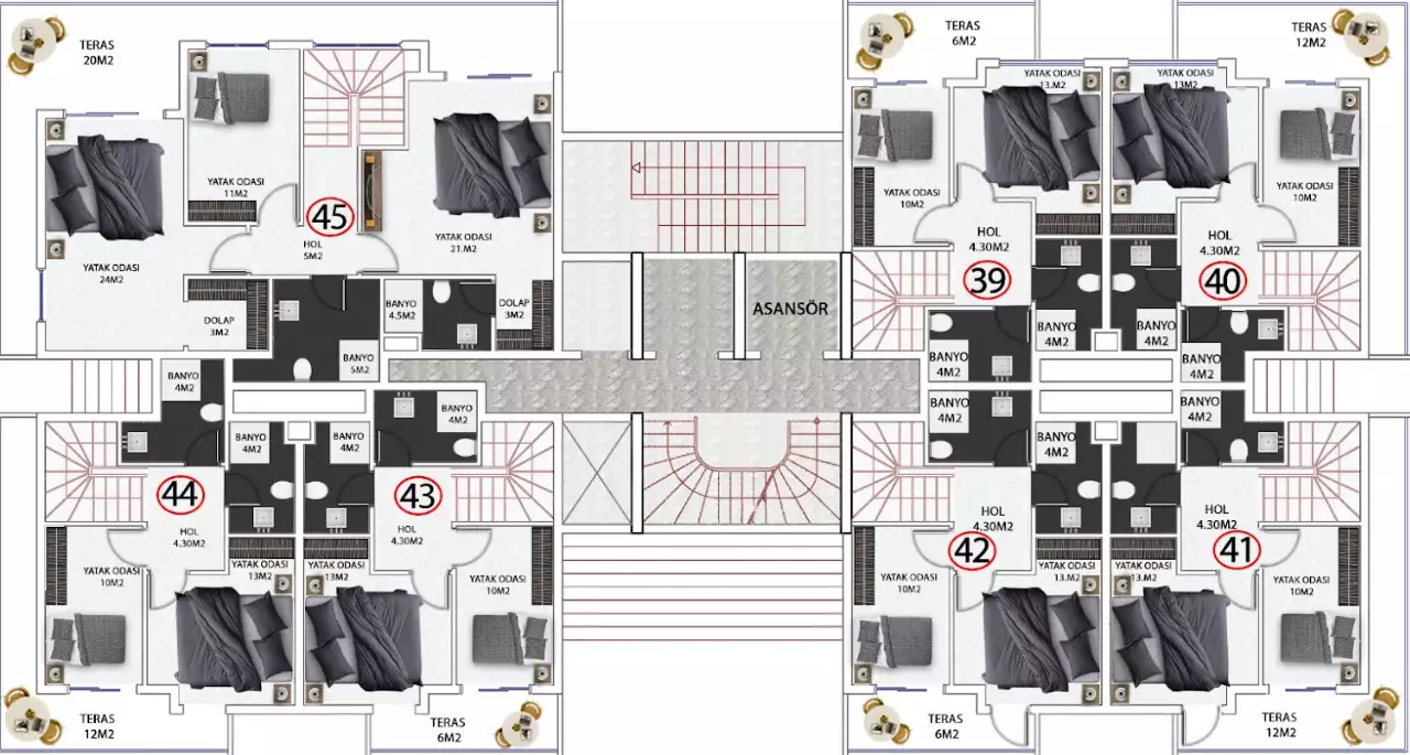Flat 44m² in Turkey, Avsallar. Priced at 111000€ rent photo-16