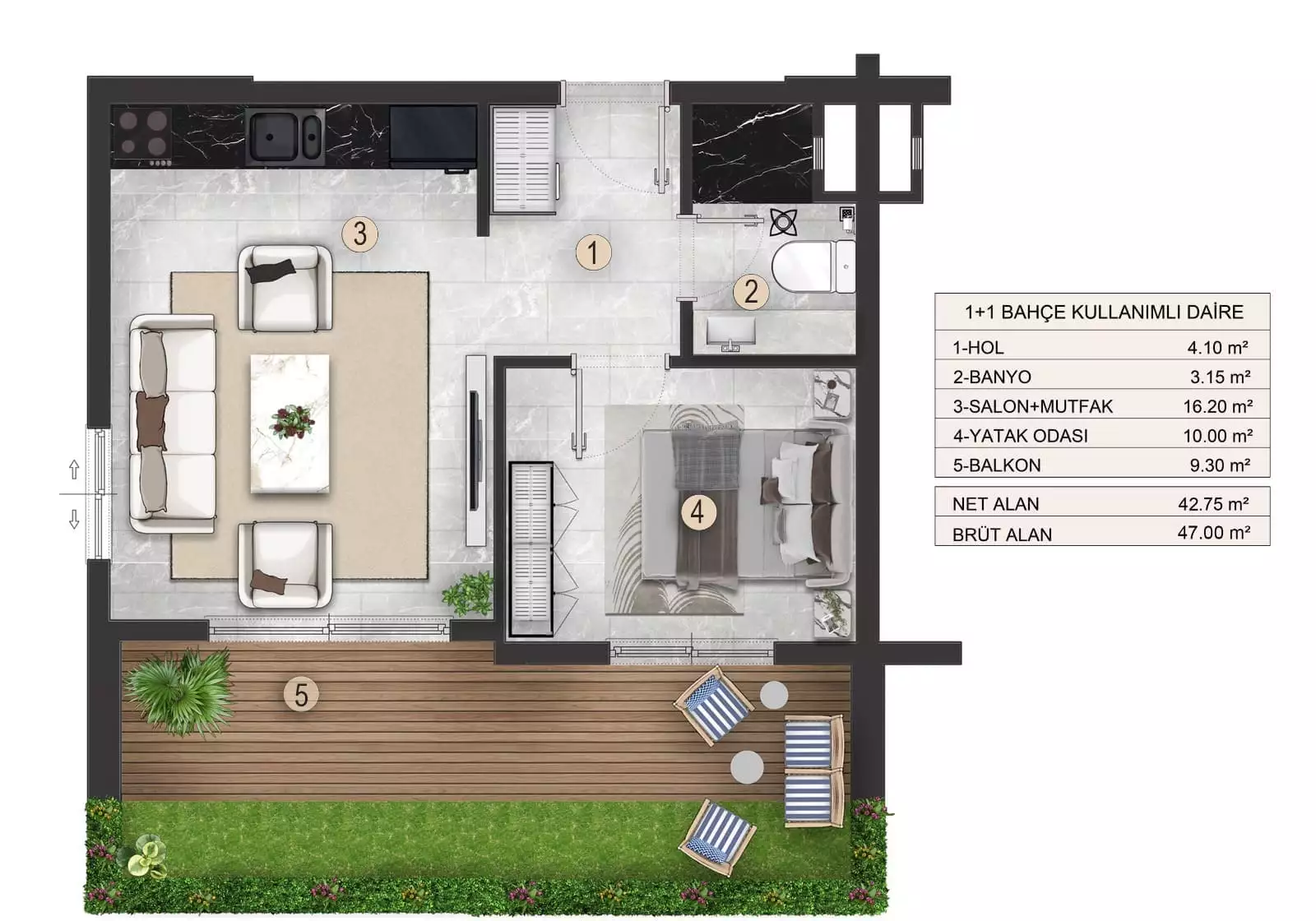 Flat 45m² in Turkey, Gazipasа. Priced at 147000€ rent photo-18