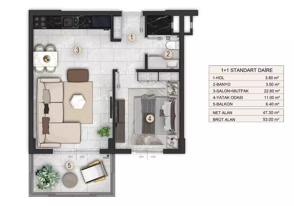 Flat 45m² in Turkey, Gazipasа. Priced at 147000€ rent photo-19