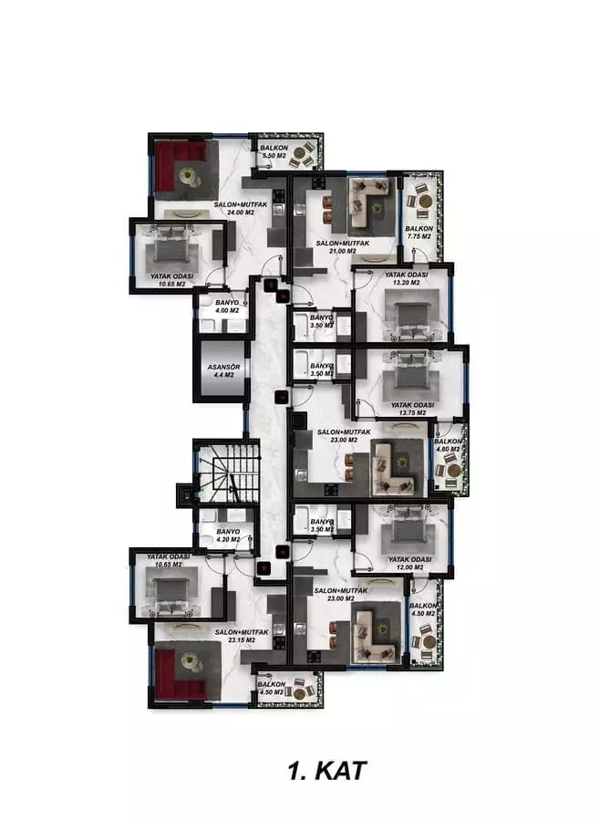 Flat 45m² in Turkey, Gazipasа. Priced at 120000€ rent photo-26