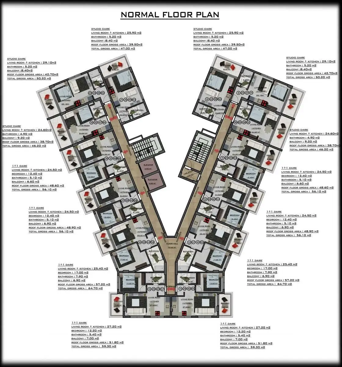 Flat 46m² in Turkey, Mahmutlar. Priced at 85000€ rent photo-28